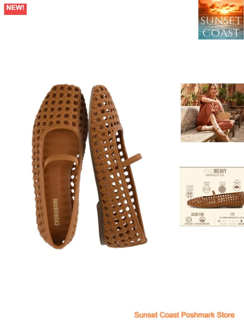 Woven Ballet Flats Square Toe Mary Jane Elast